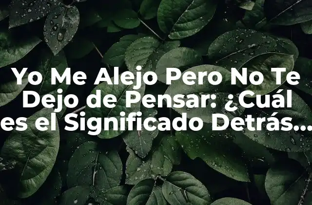 Yo Me Alejo pero No Te Dejo de Pensar: ¿cuál es el Significado Detrás de Esta Frase?
