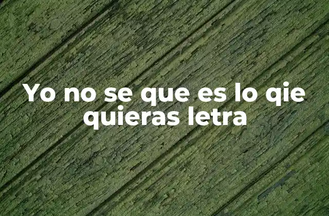 Yo No Se que es Lo Qie Quieras Letra