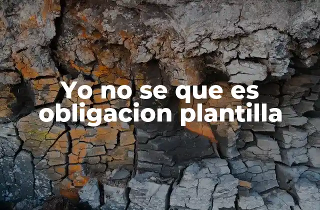 Yo No Se que es Obligacion Plantilla