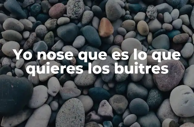 Yo Nose que es Lo que Quieres los Buitres