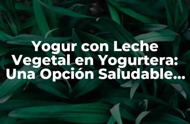 Yogur con Leche Vegetal en Yogurtera: una Opción Saludable y Sustentable