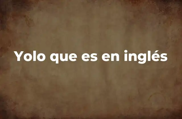 Yolo que es en Inglés