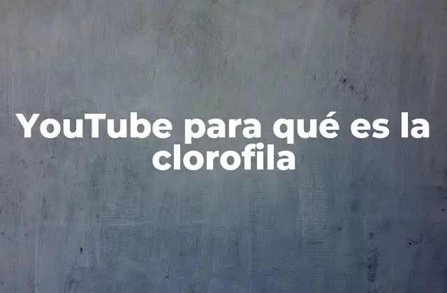 Youtube para Qué es la Clorofila