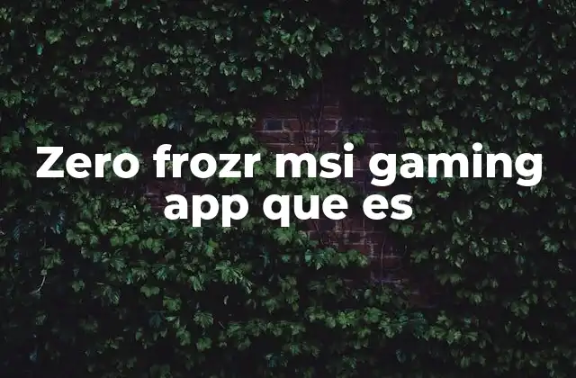 Zero Frozr Msi Gaming App que es