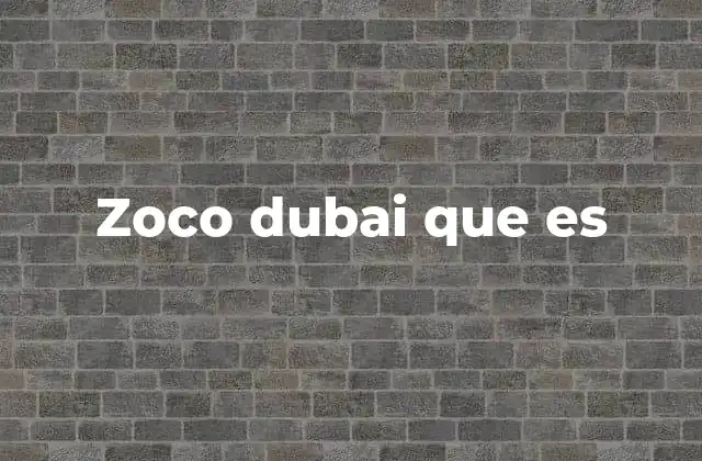 Zoco Dubai que es