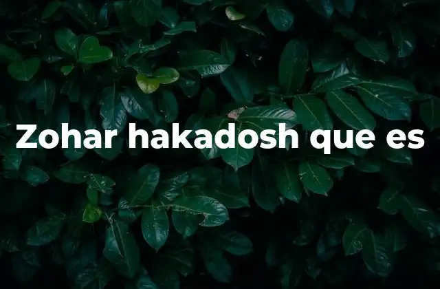 Zohar Hakadosh que es